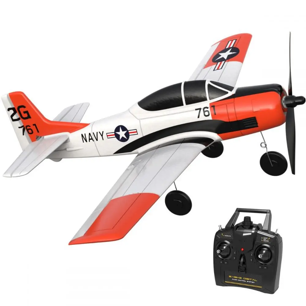 RC Control AirplaneT28 Trojan 4-CH Radio Control Airplane with Gyro Stabilizer for Beginners Ready to Fly