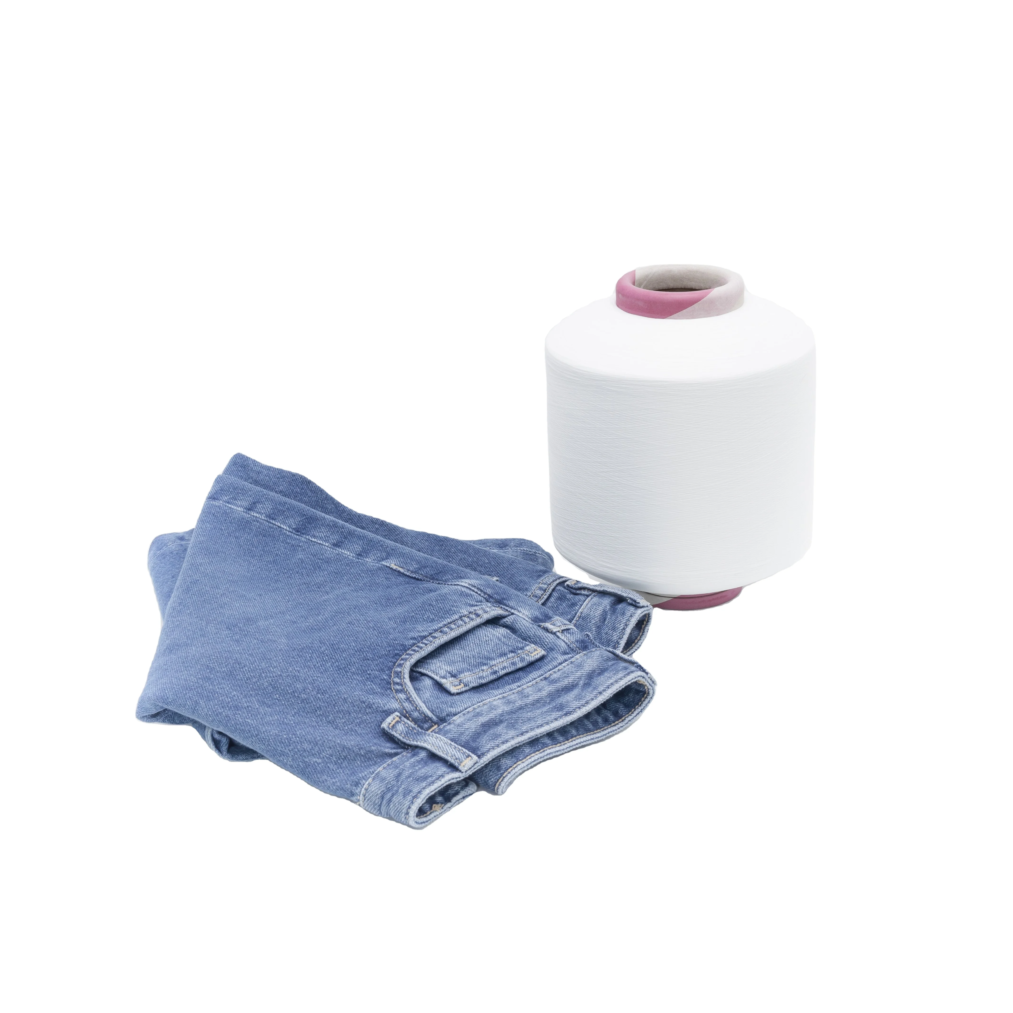 Knitting yarn denim fabric yarn spandex covered polyester scy 30150 yarn for denim making