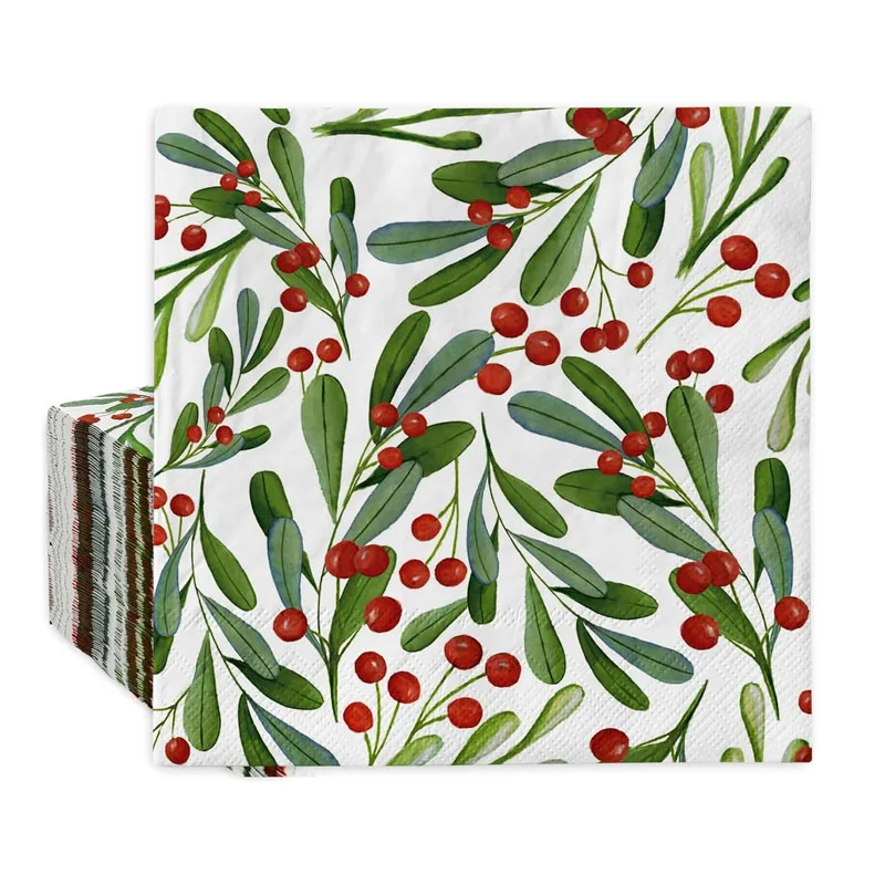 Wholesale custom decoupage printed party color red cocktail paper napkin