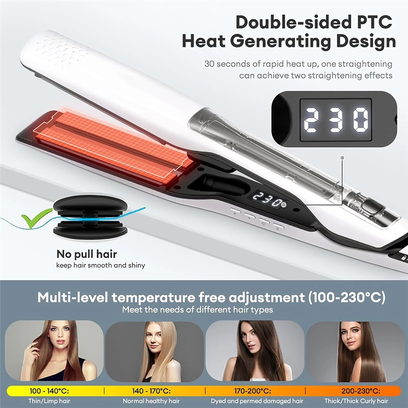 Salon Steam Straightening Brush Iron Professional Nano Electric 2 In 1 Steam Flat Iron Auto Temperature Lock Hair Straightener