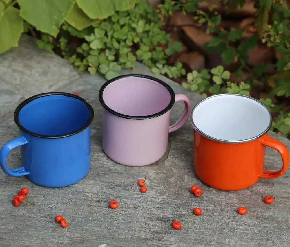 2 color tune pink color  enamel mug