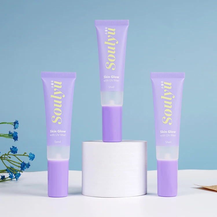 custom purple skin care cream lotion pump squeeze matte tube packaging sunscreen face cream lotion foundation squeeze pump tube