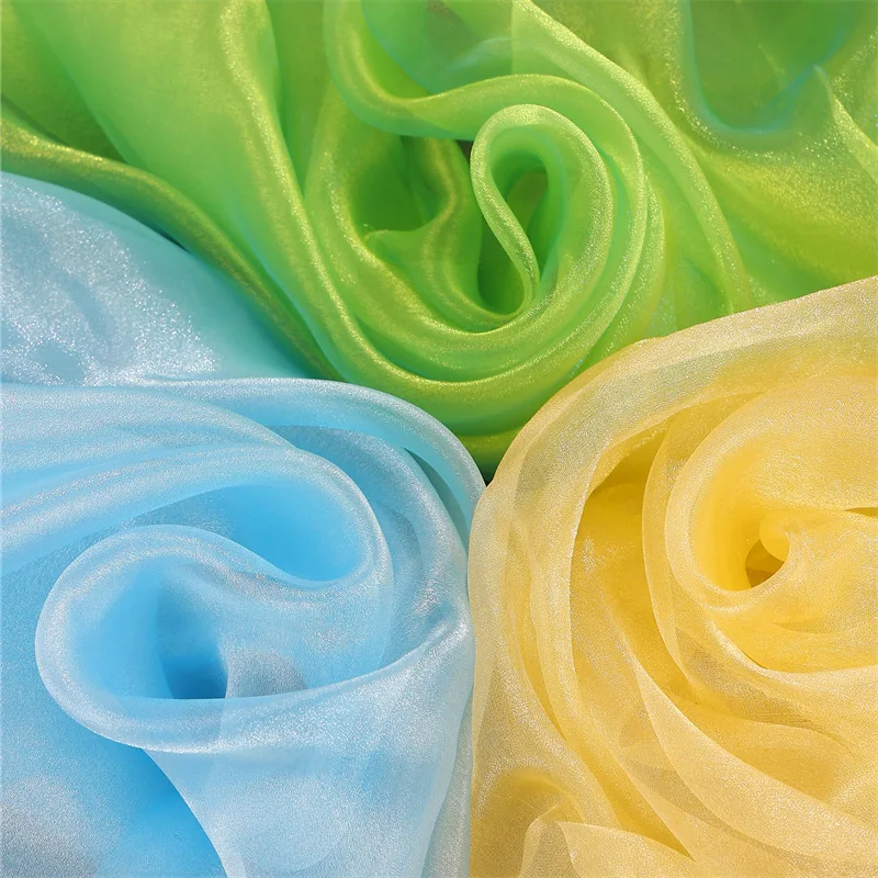 Светящаяся пряжа градиентная ткань из органзы двухцветная жемчужная оптовая продажа прозрачной и мягкой декоративной ткани тюля