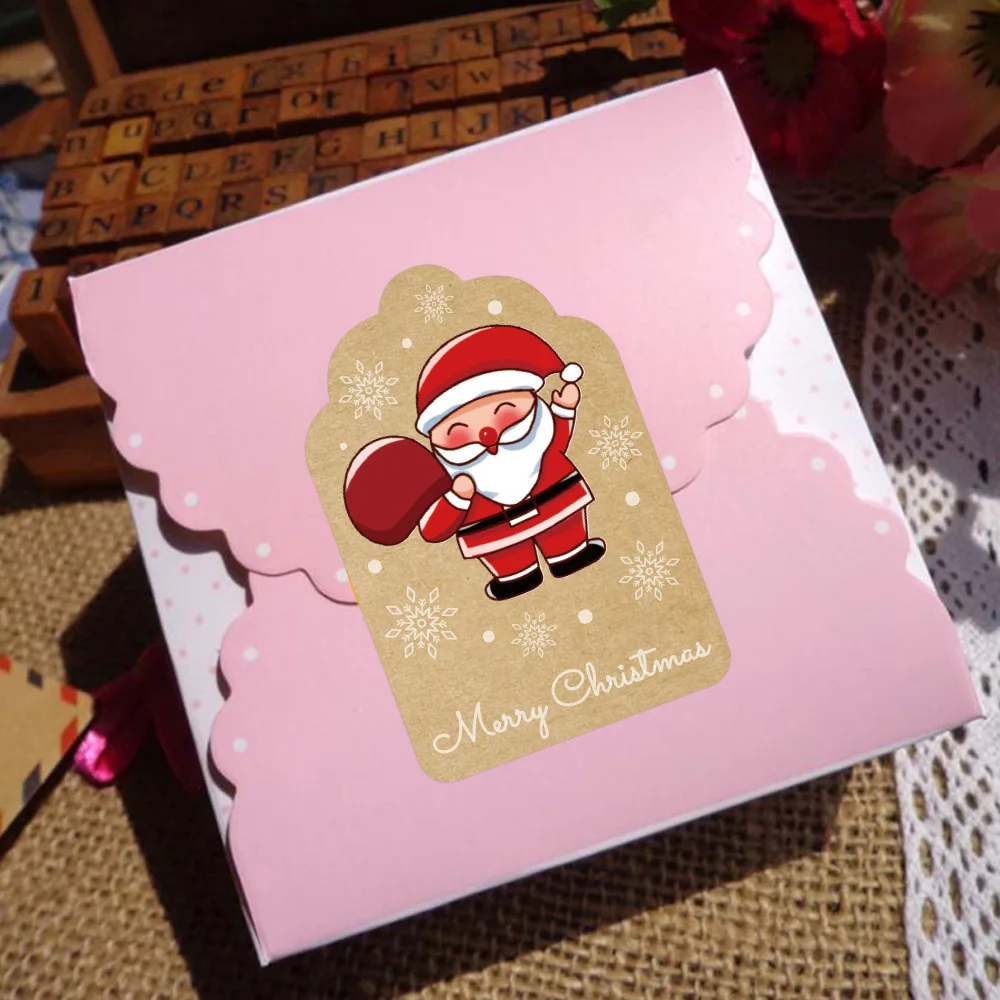 Wholesale For Festival Decoration Sticker 8 Design 300Pcs Stickers Kraft Paper Merry Christmas Santa Label