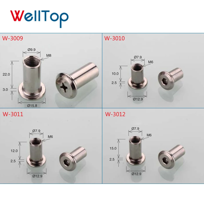 Furniture Fitting Splint Nut Male-female Snap Rivets Butt Set Screws With Nut Vt-11.083