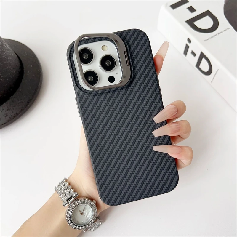 Чехол для мобильного телефона из углеродного волокна с цветным контрастным рисунком держатель объектива камеры тонкий чехол Iphone 16 15 14Promax 13Promax