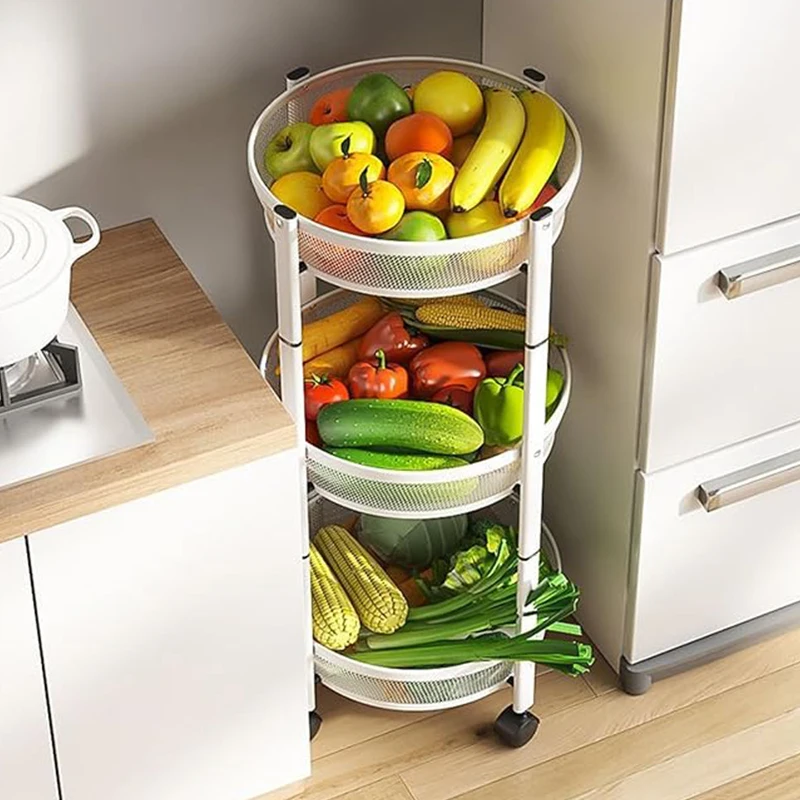 3-layer metal storage quality protection food handcart kitchen vegetable handcart foldable food handcart