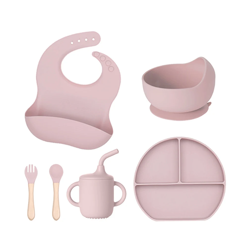 Wholesale environmental protection custom baby silicone tableware bowl snack cup baby Tableware Feeding Set