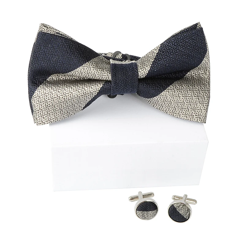 Hamocigia Fashion Mens Silk Jacquard Woven Pre tied Bowtie Gift Set