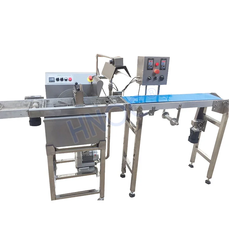 25/60/100L continuous molding Ball Chocolate Melt Dipping Cover Enrobe Price Chocolate Enrobe Machine and Cooling Tunnel PLC