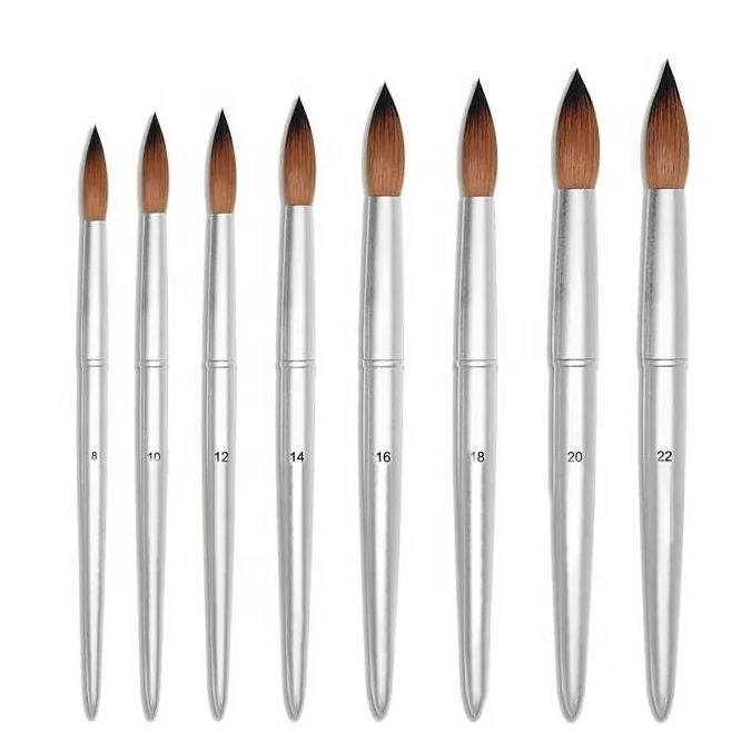 professional custom logo wood handle 100% pure  kolinsky sable hair acrylic nail brush set