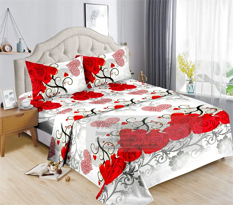 Wholesale luxury customized printed thick cotton sheet set 6 pcs queen king size sheets bedding for bed 6 pieces set