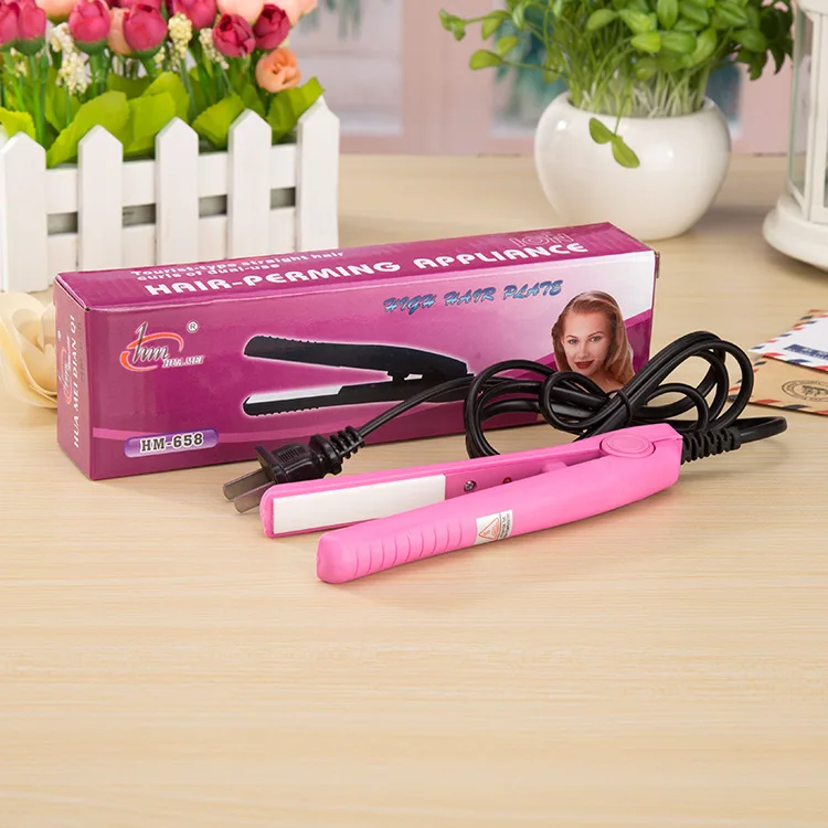 Mini electric flat iron hair straightener 2 in 1 straightening curling iron