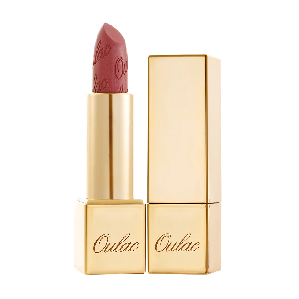 
oulac metallic apricot metallic nude gold metallic cool toned pink with silver sheen metallic shine finish lipstick 