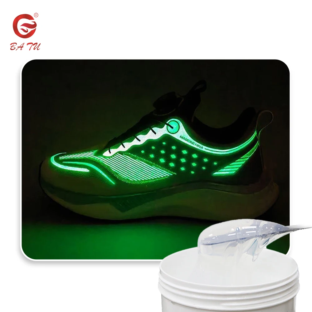 Glossy Glow in the Dark Silicone Shoe Material with Premium Printing Inks for Sport Shoes Printing