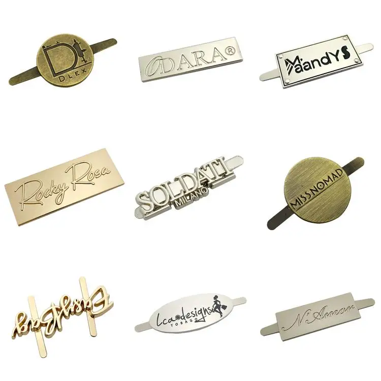 Fancy handbag handmade label gold name tag logo metal plate for suitcase
