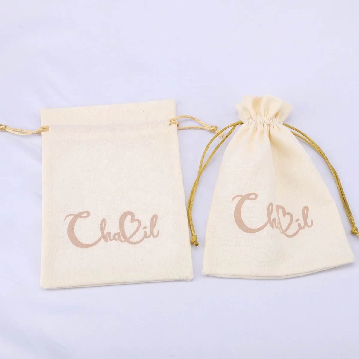 Eco-Friendly Custom Logo Cotton Linen Drawstring Dust Bag For Gift Organic Natural Cotton Packing Pouch
