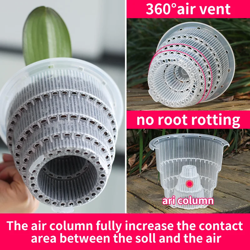 
Breathable resin plastic basin for Orchids with Holes Growing plants transparent container flowerpot 