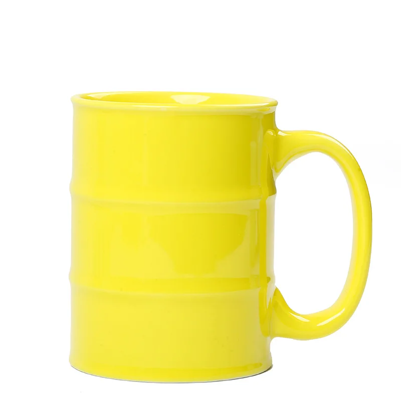 Red black yellow Drum shape ceramic porcelain mugs coffee mugs tea cups water cups custom LOGO