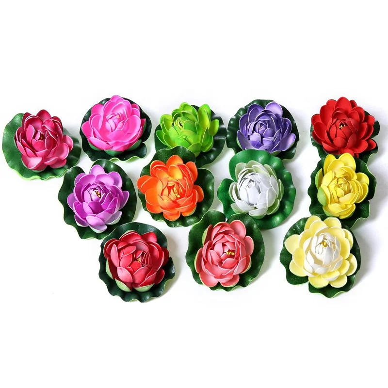 EVA Floating Lotus Artificial plastic Decoration Flower Water Lily Garden Pool pond Fishpond Plant Flower