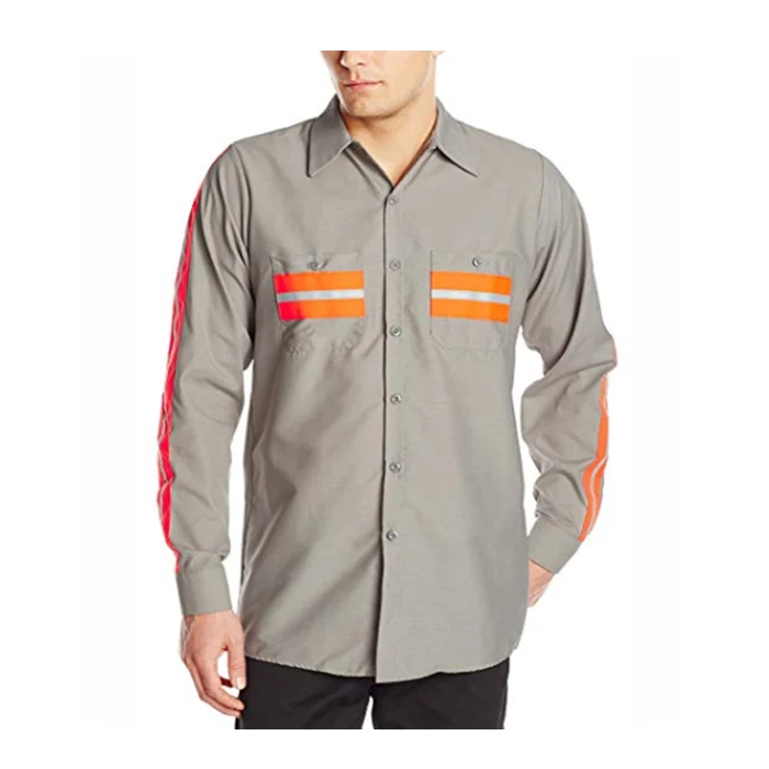 Wholesale Mens High Visibility Shirts Work Shirts with Reflective Tape
