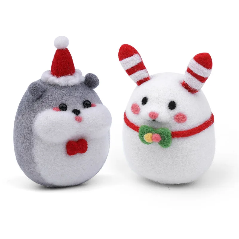 New Christmas Collection Cute Wool Felt Poke Fun Material Bag handmade wool felt ornaments