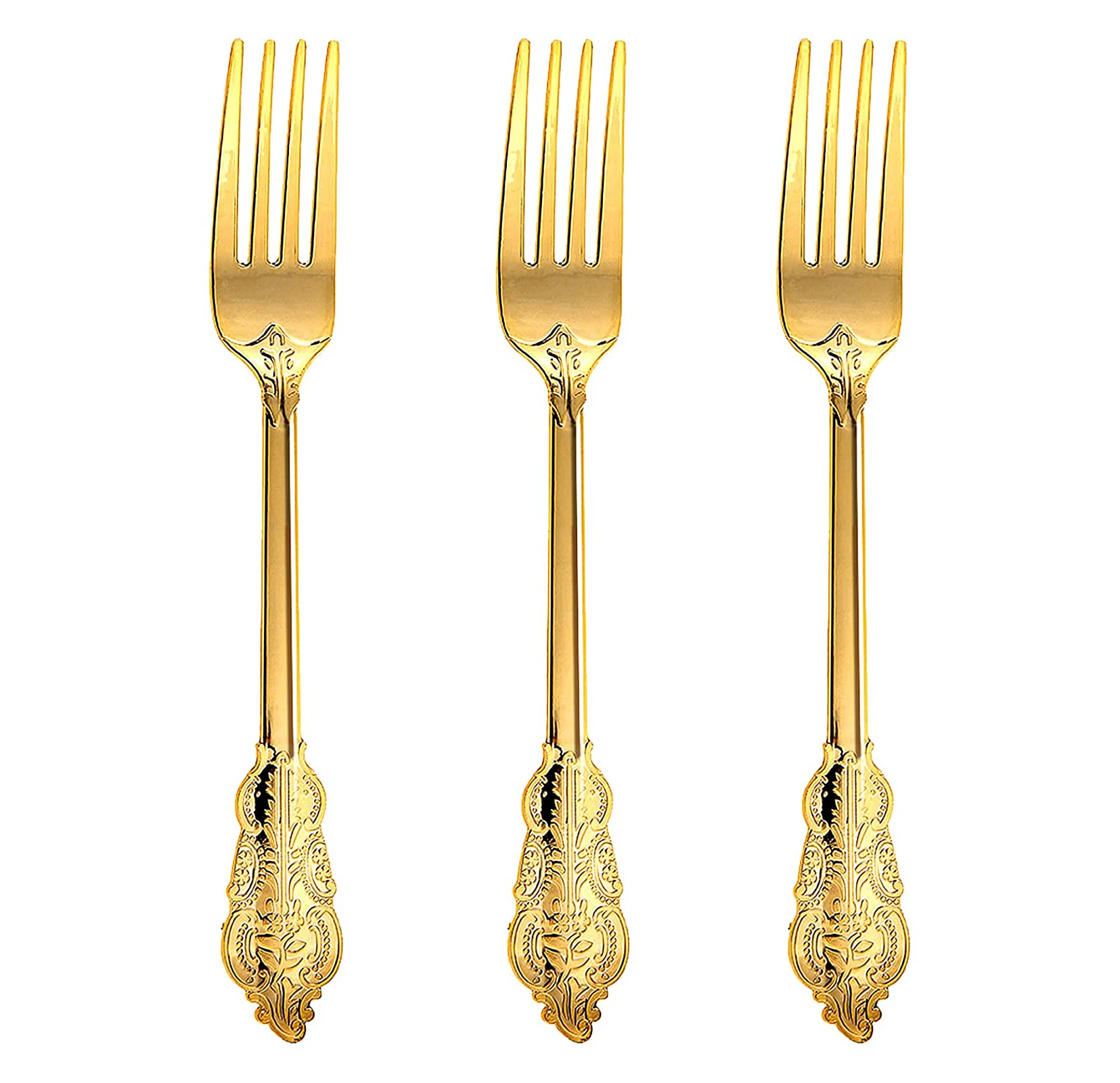 Amazon Best Selling Solid Durable Heavy Duty Plastic Forks Perfect Utensils Gold Plastic Forks for Parties Weddings