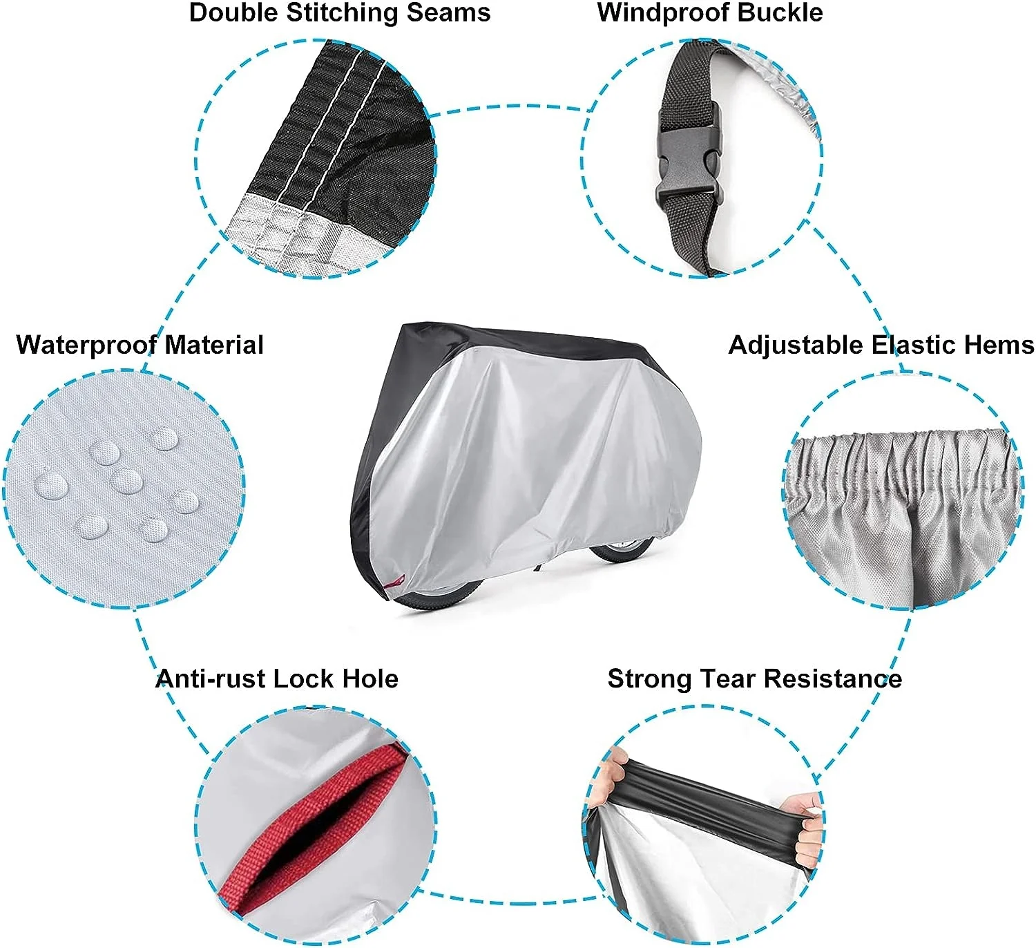 Waterproof Factory Stock Motorcycle Cover Sunproof and Windproof Bicycle Cover for Motor Bike Bicycle Furniture Accessories