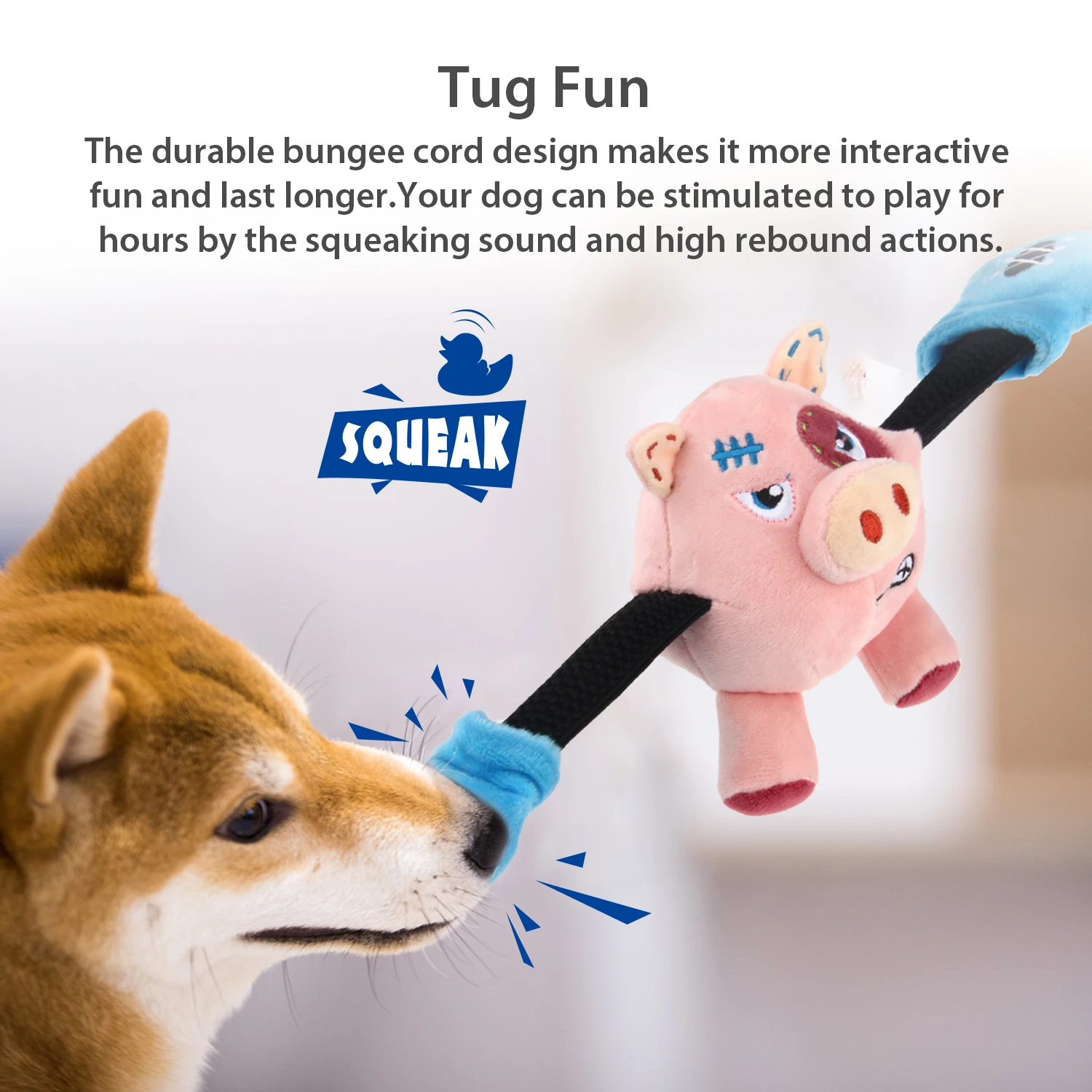 GiGwi new design Interactive pet plush toys dog toys monkey pig rabbit with squeaker& crinkle paper Bungee arm