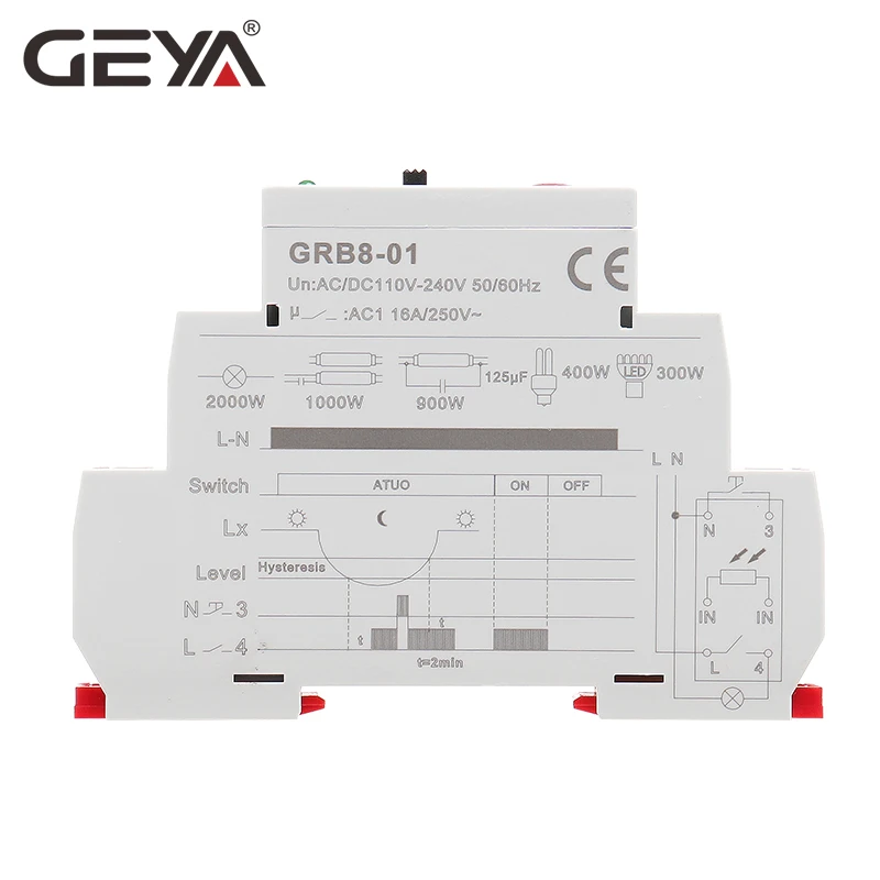 Выключатель управления освещением GEYA GRB8-01 автоматический переключатель уличного и садового