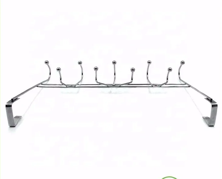 Over the Door Hook Rack Hanger With 9 Hooks For Coats Satin Nickel Iron Metal Hanger