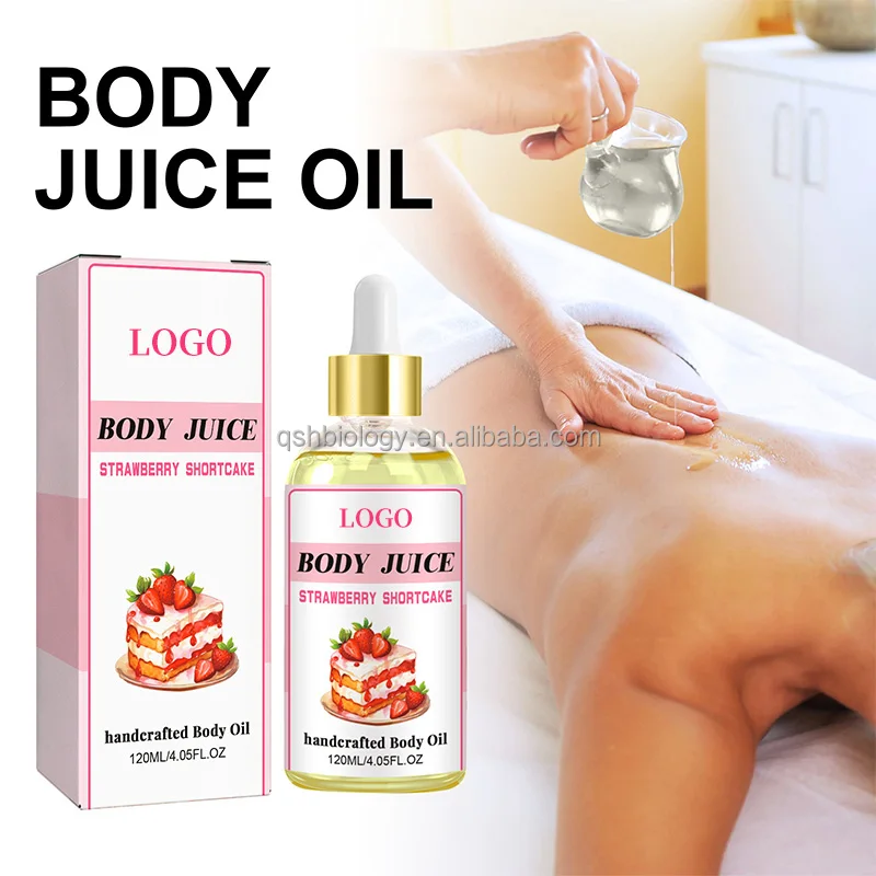 wholesale 100% Natural Dry Skin Moisturizing Tightening For Spa Massage Handcrafted Strawberry Shortcake Body Juice Oil