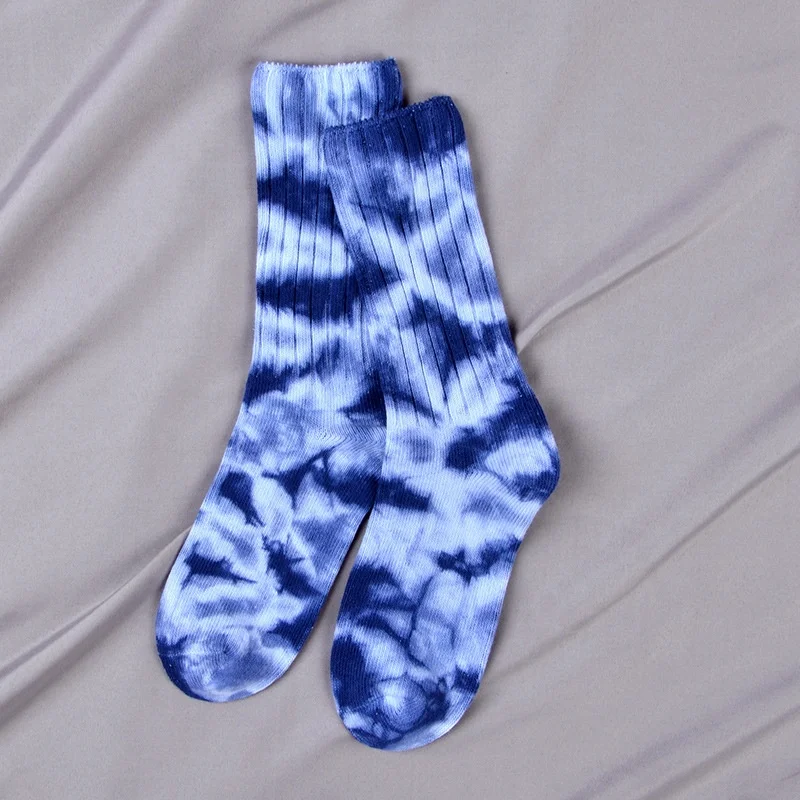 Wholesale Fashion Dip Dye Colorful Casual Cotton Crew Athletic Custom Oem Unisex Elastic Sport Tie Dye Socks