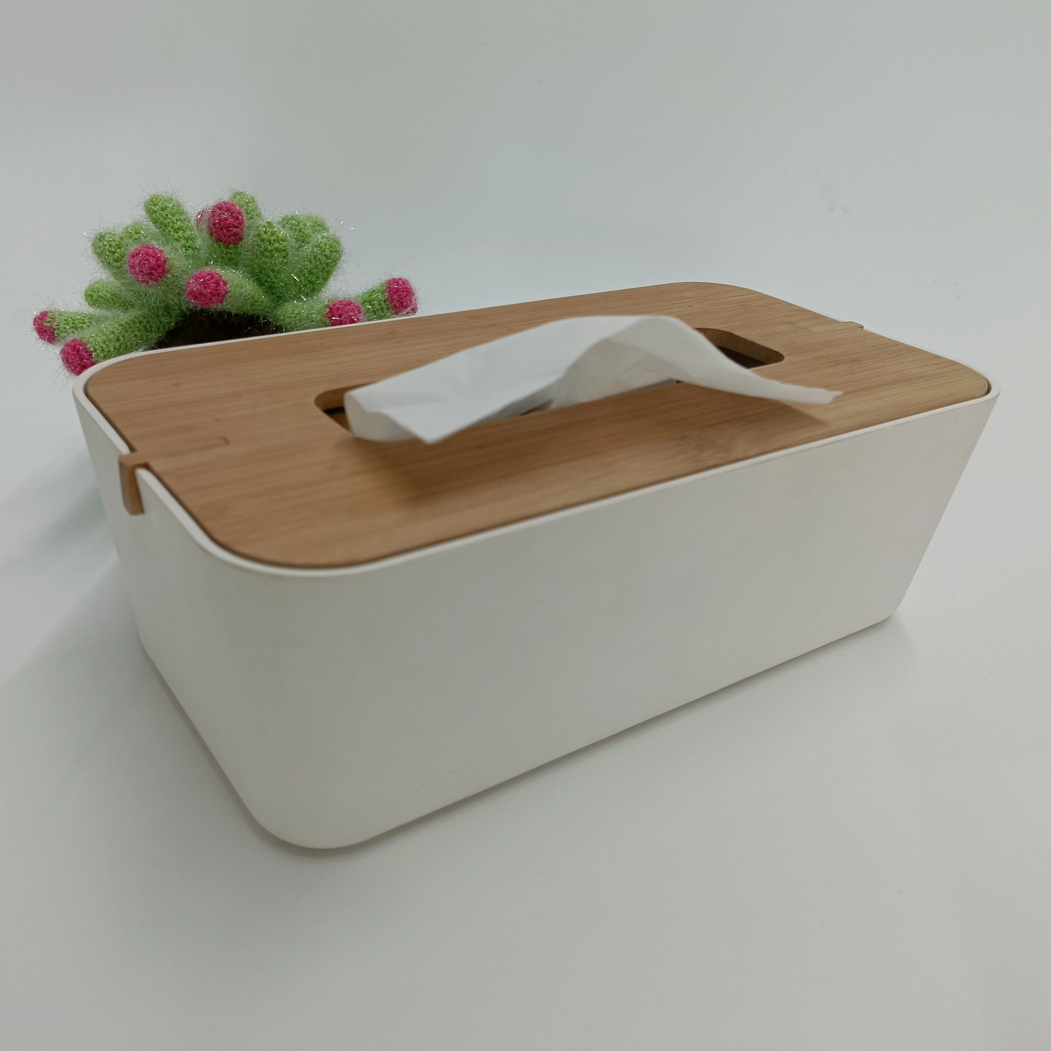 Sustainable Bamboo Fiber Tissue Box Holder Household Paper Towel Storage Box Bamboo Lid Tissue Storage Container Napkin Box