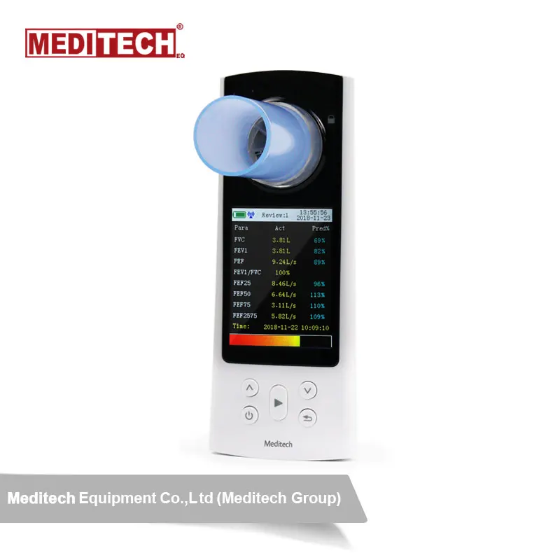Color Display Spirometer for Lung Function Check Portable Medical Machine with PC Software and USB for Data Transfer