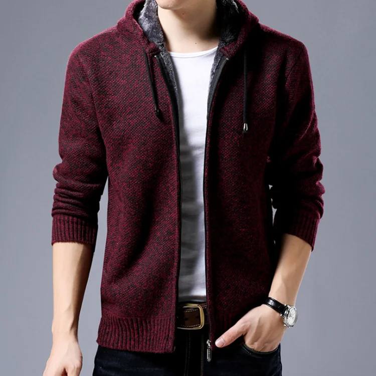 Мужской кардиган на молнии, плотный свитер, водолазка, пуловер, свитер на молнии, 2021