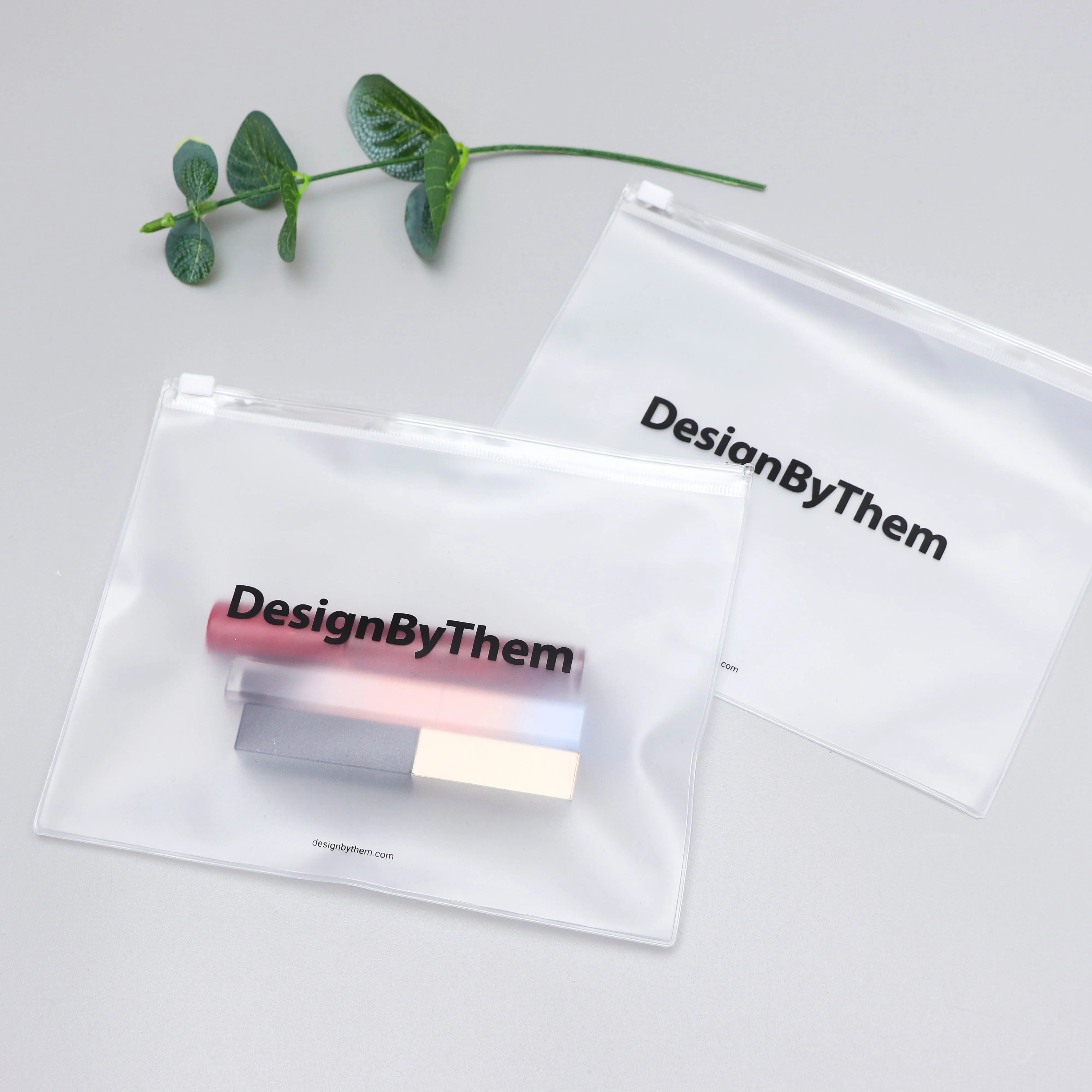 Custom black Logo Frosted Zipper bag Waterproof Clear Luxury Gift Bikini Reusable PVC Zip Lock Bag For Jewelry