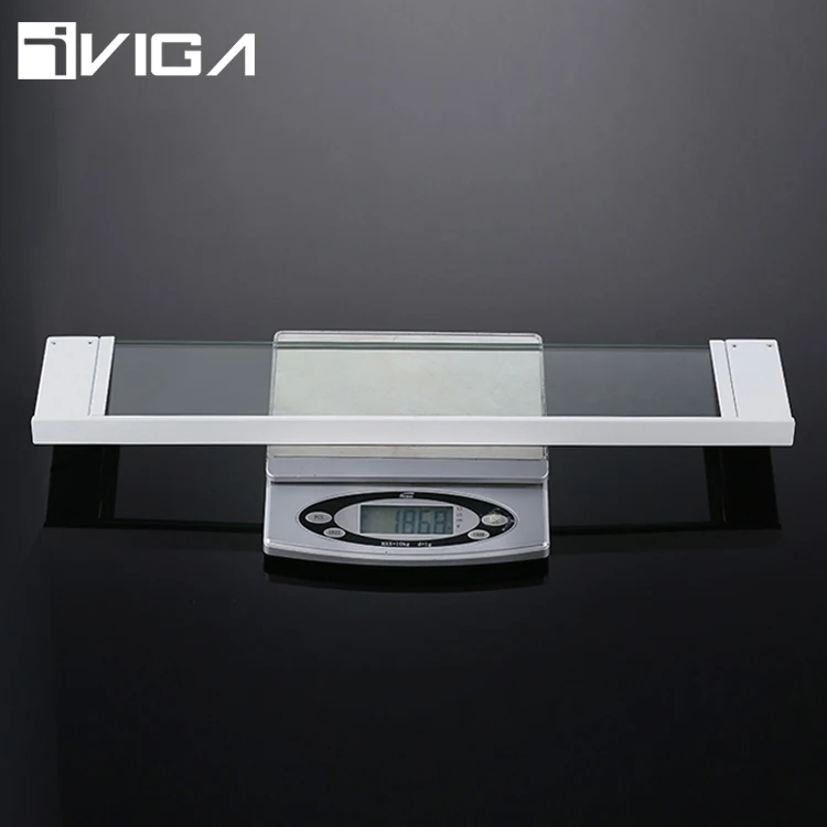 Top Selling Hotel Bathroom Accessories Square SS304 Single Layer Glass Shelf