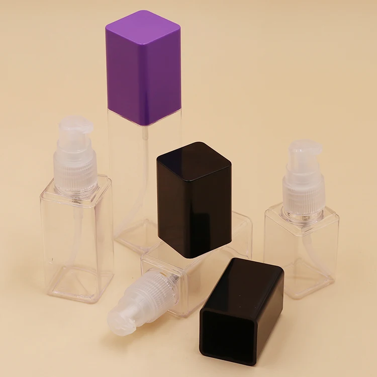 Emulsion spray bottle 30ml 50ml 70ml Press Pump Travel set Bottles with Black lip PETG transparent lotion container bottle
