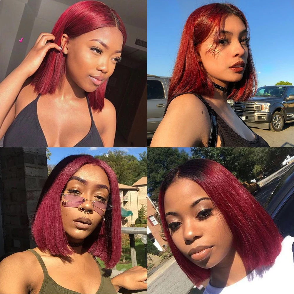 Peruvian Burgundy 99j Colored Short Bob Wigs Human Hair Lace Front Full Lace Human Hair Wig For Black Women Hd Lace Frontal Wig