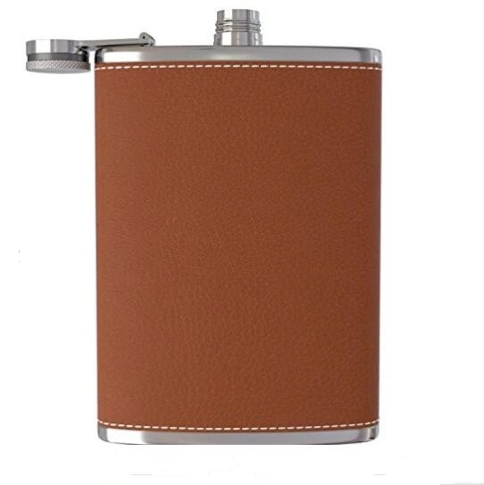  Amazon hot sell custom 4oz 5oz 6oz 7oz 8oz stainless steel leather hip flask with funnel set for