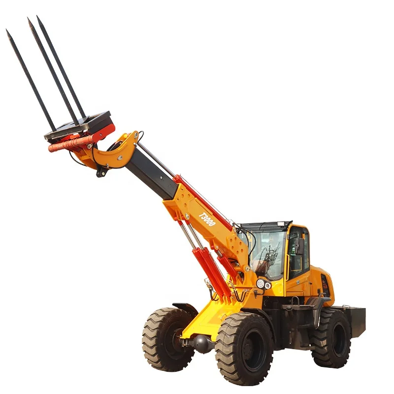 China 3 ton Heavy Telehandler 4WD Telescopic Loader mini 4 Wheel Steering Telescopic Forklift