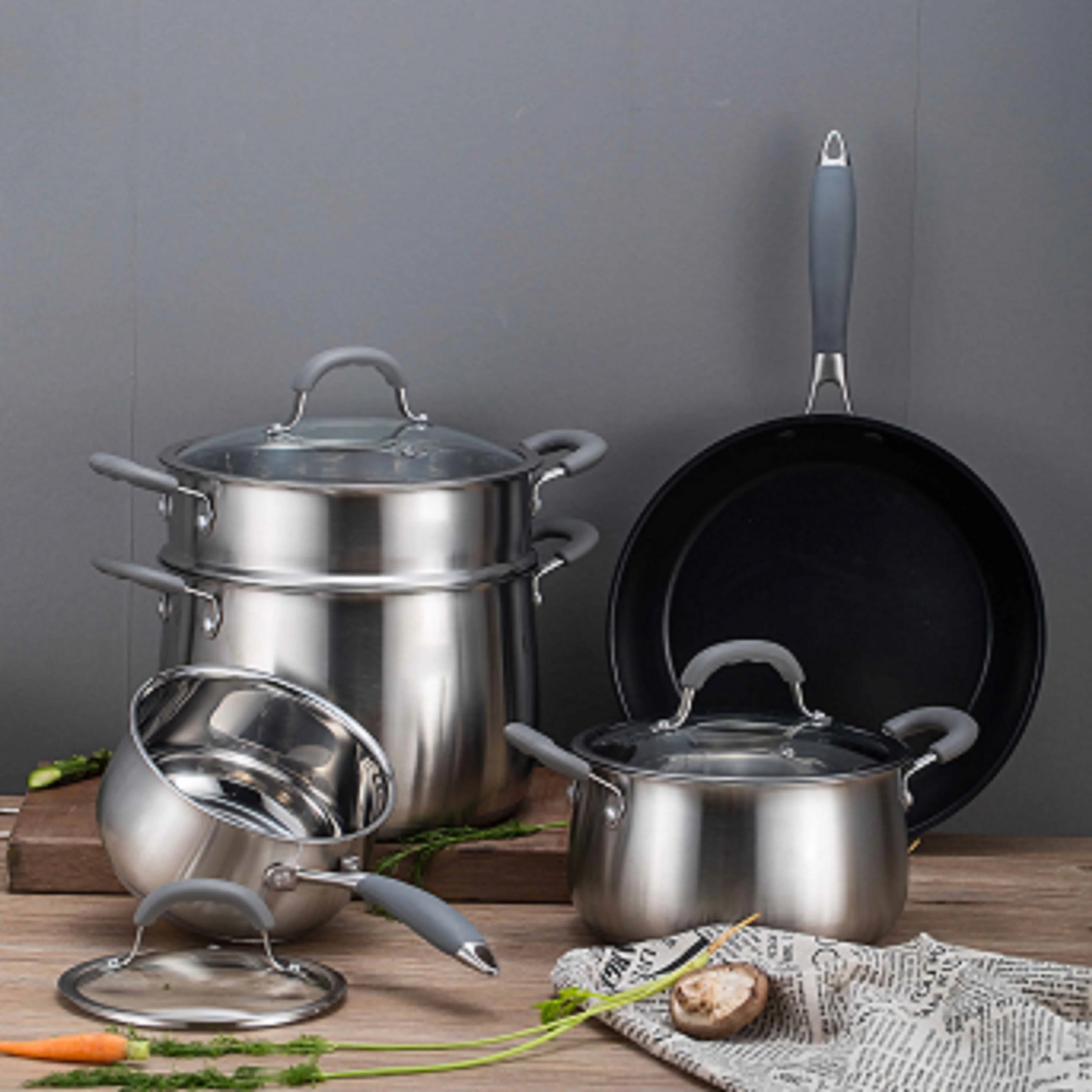 Realwin customization cooking pot set non stick stainless steel cookware set