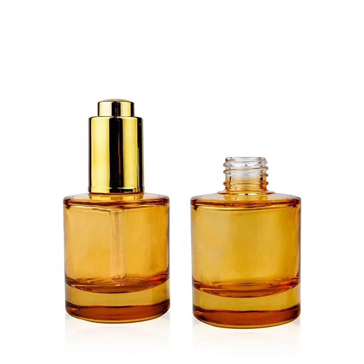 Cheap price gold push button glass dropper bottle for cosmetics