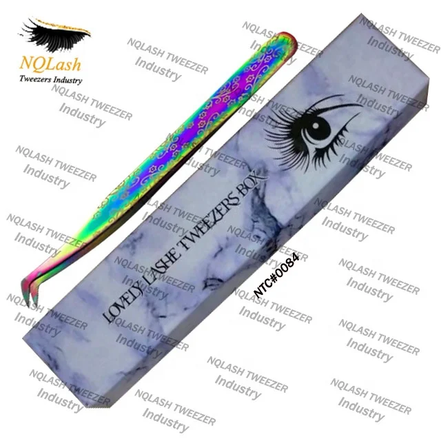 New Lovely Russian Volume Extension Tweezers Box Packing / Customized Logo on Tweezers Box From NQLASH Tweezers