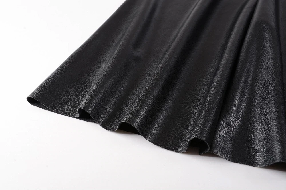 High quality women fashion sexy shiny pleated leather skirt tight long skirt