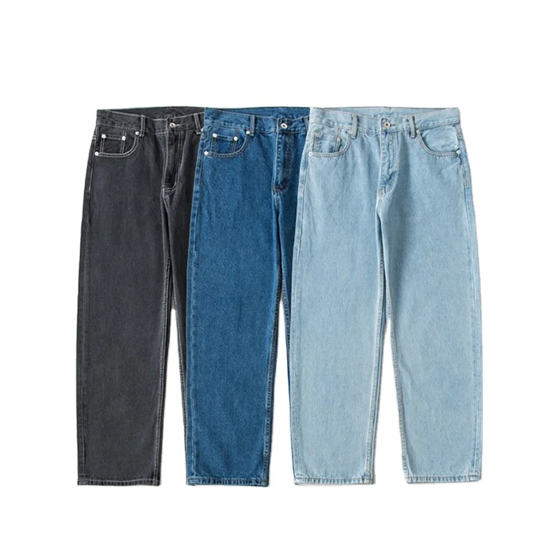 Bulk Wholesale Streetwear Vintage Washed Straight Leg Baggy Jeans Pants Men