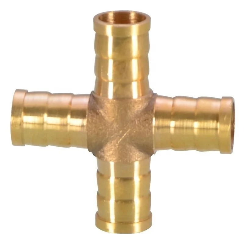 
Cross Type 12mm Brass Barb Fittings Pneumatic Parts Pagoda 4 Ways Branch Gas Hose Connector 