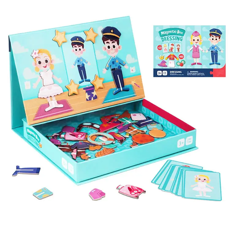 Magnetic Jigsaw Puzzle Cartoon Traffic/Dress Up/Figure Clothes Change Games Interactive Books Educational Toys for Kids Children