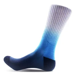 OEM Custom Unisex Gradient Color Socks Men Cotton Crew Sports Socks Long Rib Leg Sports Sox